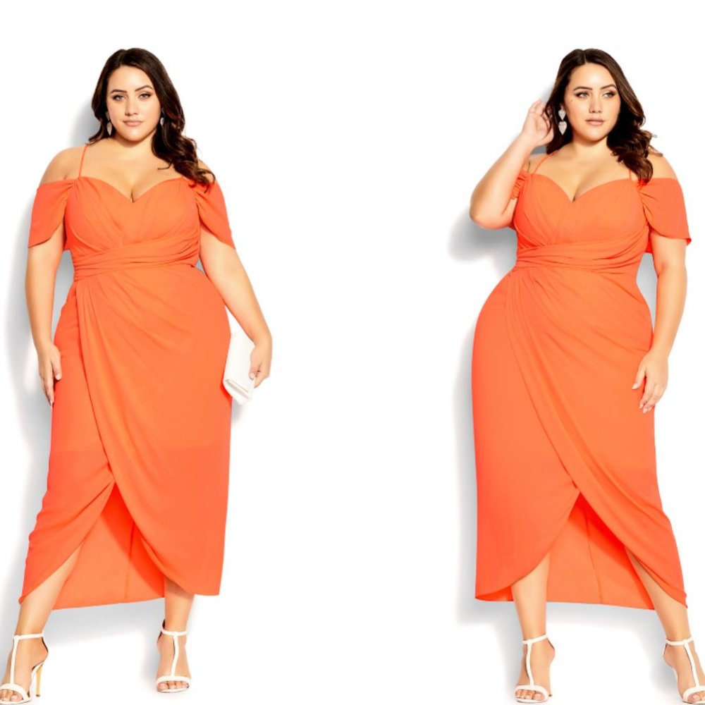 City Chic Orange Midi Dress - Picture 2 of 8